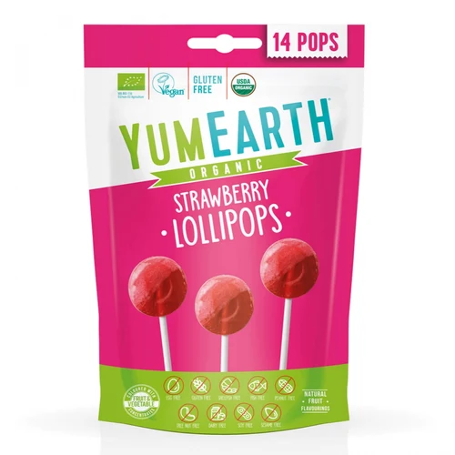 Органические клубничные леденцы, Organic Pops 14 шт